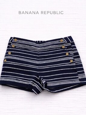 Banana Republic Nautical Sailor Shorts Navy Stripe Sz 10